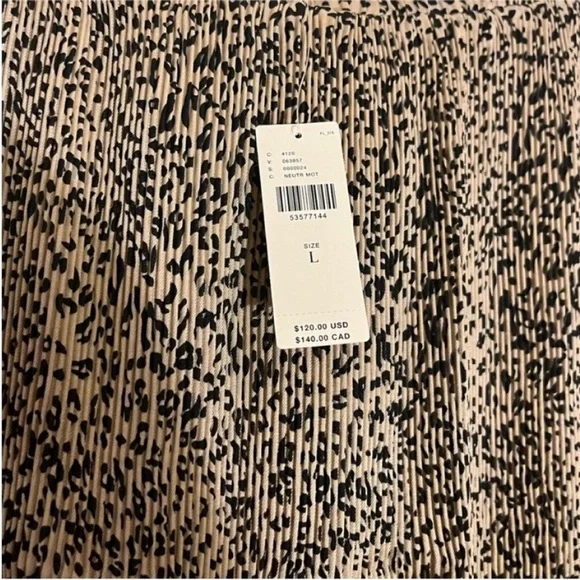 NEW Current Air for Anthropologie Leopard Pleated Midi Skirt Size Large
